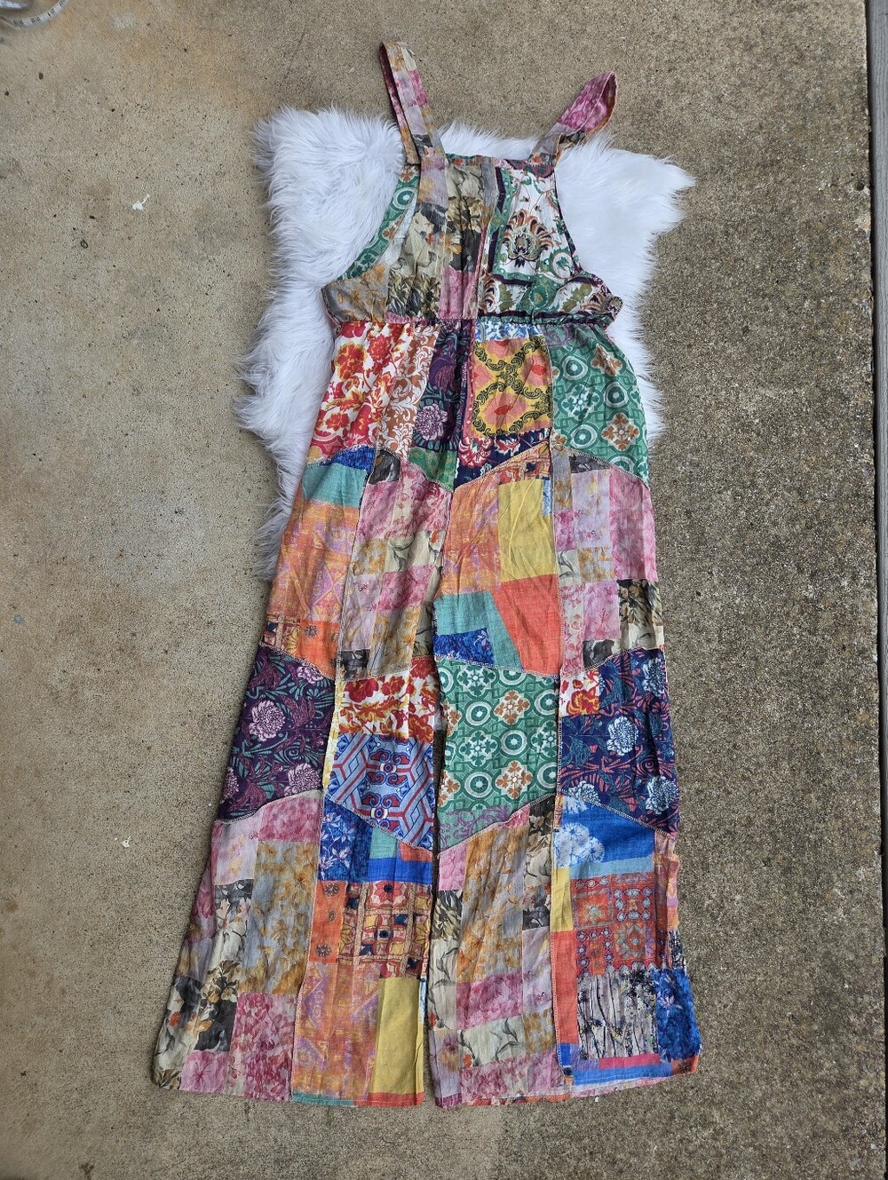 Yak & Yeti - Patchwork Multicolor Wide-Leg Jumpsuit Overalls - Size L/XL - Picture 2 of 16